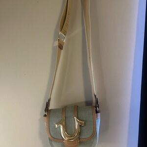 True Religion Tan and Gray Crossbody Bag